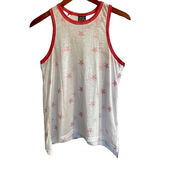Modern Lux XS Racerback Tank Top White Red Stars Holiday Americana USA T… - Picture 1 of 6